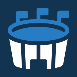 Blue drum or barrel icon with a simple design.