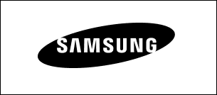 Samsung logo on a black background