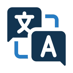 Icons of translation bubbles with a Chinese character and an English letter A.