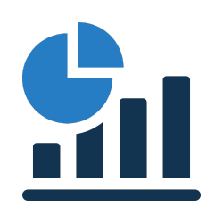 A pie chart and bar graph icon representing data analysis or statistics.