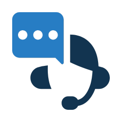 Icon of a customer service or support representative with a chat bubble.
