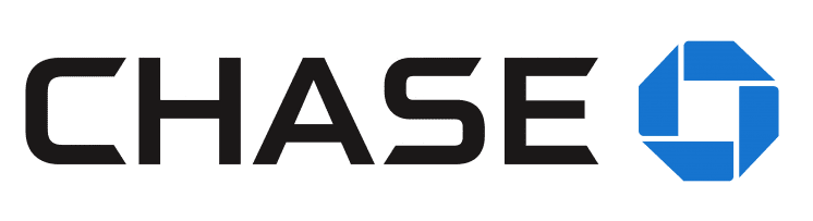 Chase bank logo with black text and blue emblem