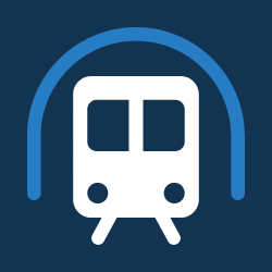 Icon of a train or subway inside a circle