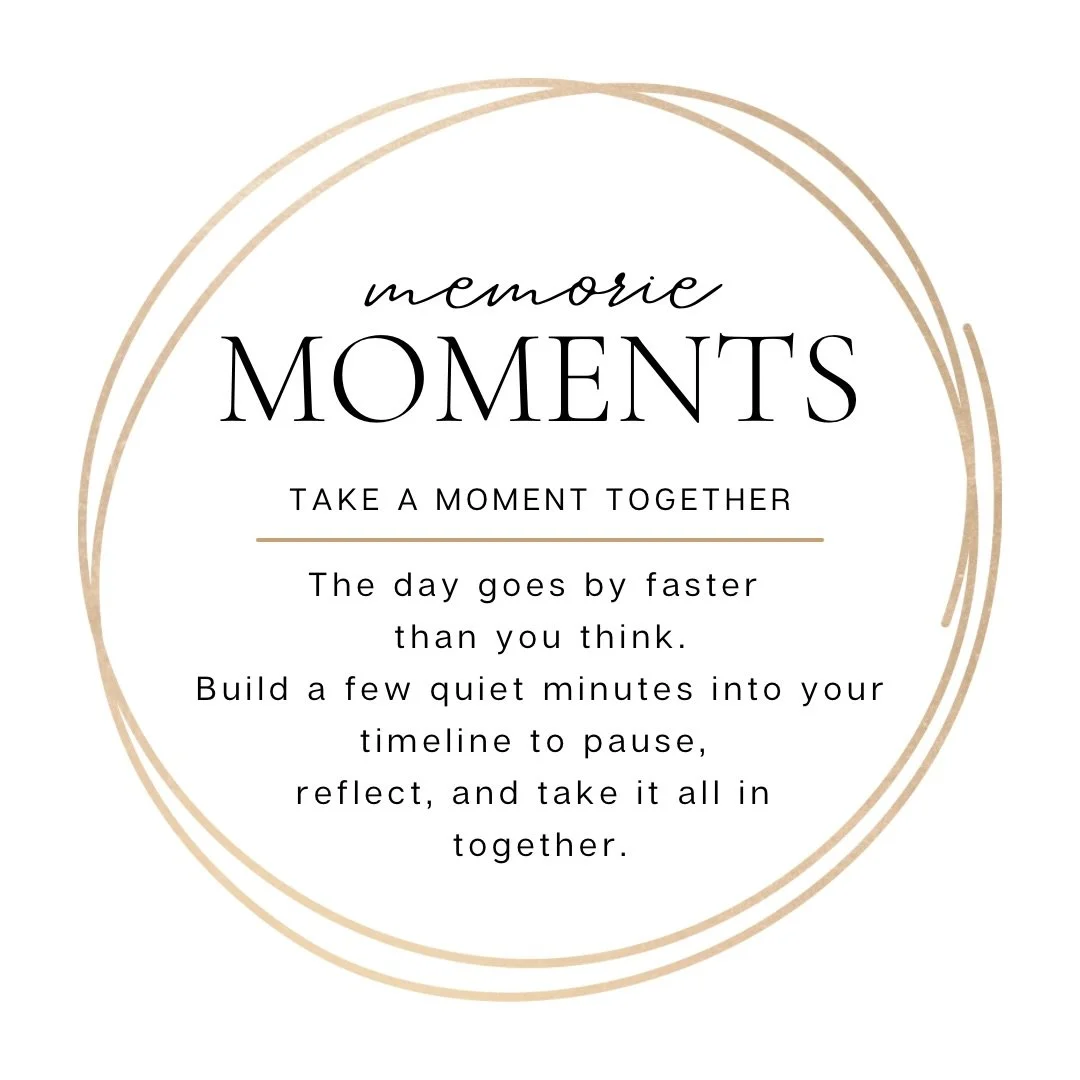 #MemorieMoments | Take a moment together 🤍

The day goes by quickly.

The ceremony, the laughter, the dancing&mdash;it all happens in a blur.

Take a few quiet minutes away from the crowd to pause, reflect, and soak it all in together.

Some of the 