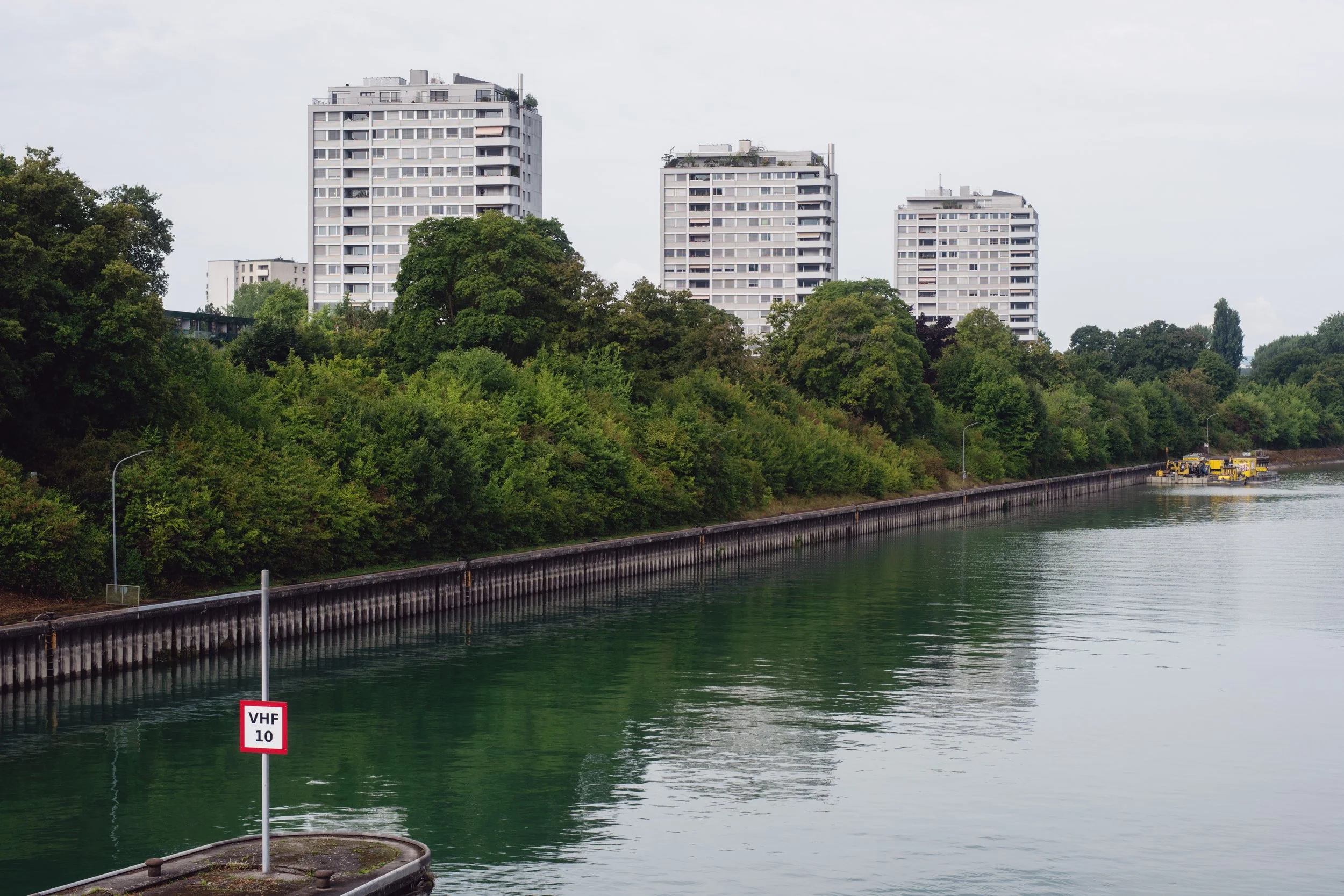  View towards three residential buildings from Kraftwerk Birsfelden 
