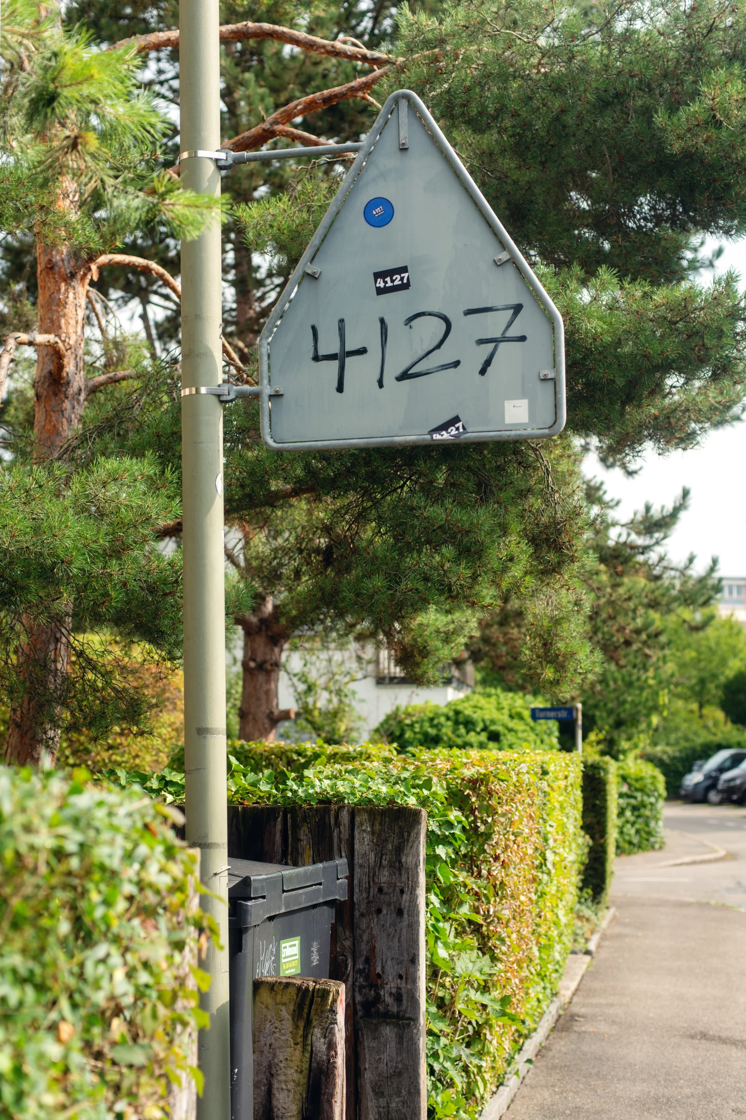  Traffic sign with the postcode of Birsfelden written on it 