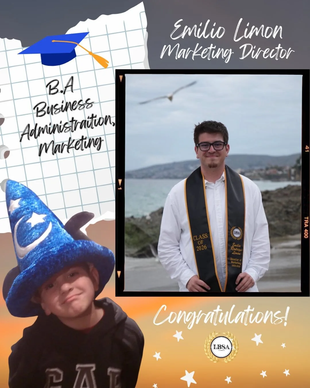Congratulations to our Marketing Director, Emilio⭐️

Swipe to read what he has to say about being apart of LBSA and see his favorite memories from being on executive board!💐
