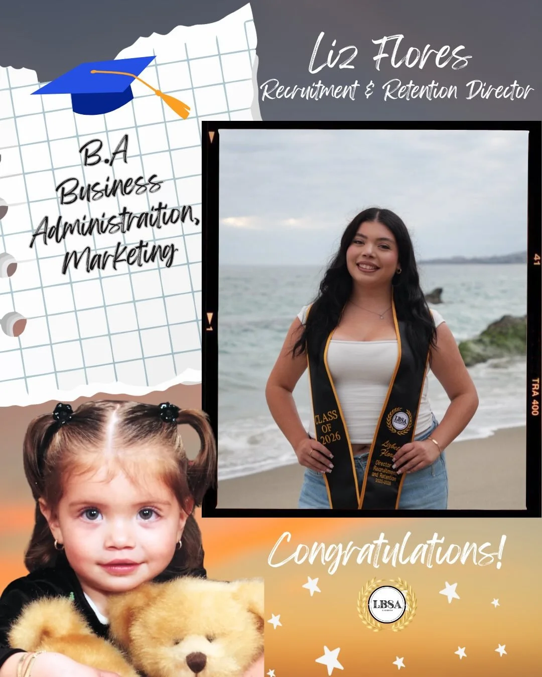 Congratulations to our Recruitment &amp; Retention Director, Liz!⭐️

Swipe to read what she has to say about being apart of LBSA and see her favorite memories from being on executive board!💐