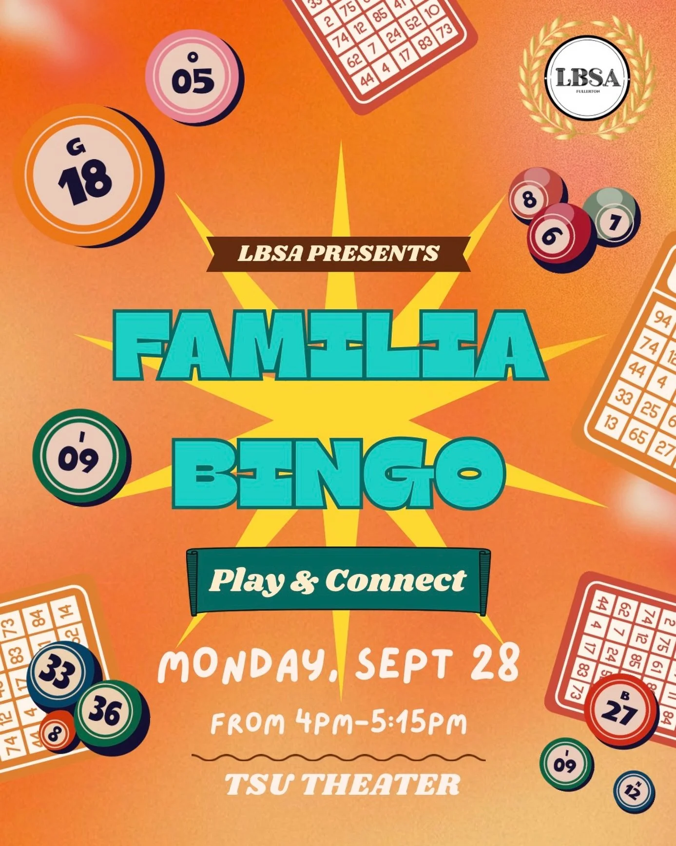 BINGO, familia! 🎱✨

It&rsquo;s time for our first social meeting of the semester! 🤩 Join us for Familia Bingo, where you&rsquo;ll get the chance to play, connect, and have some fun with your LBSA familia! 🫶

Whether you&rsquo;re new to LBSA or hav