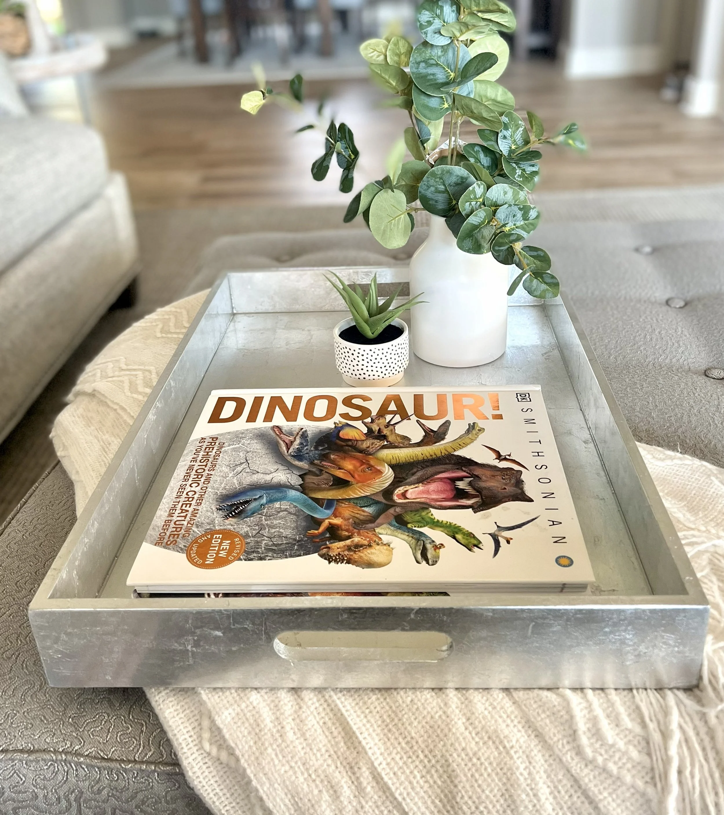 Pretty tray for living room items