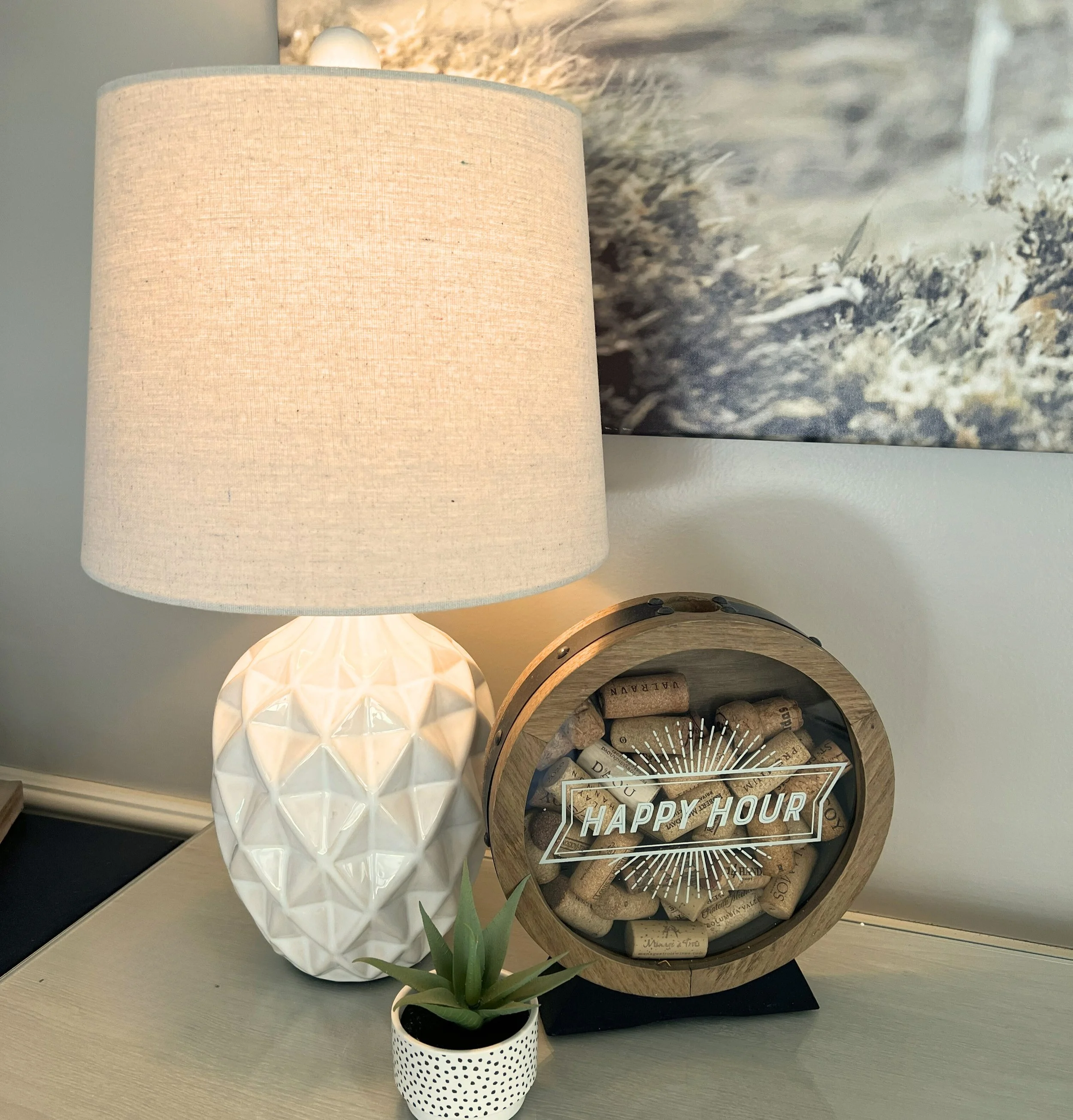 Use small lamps instead of overhead lighting for a calming vibe