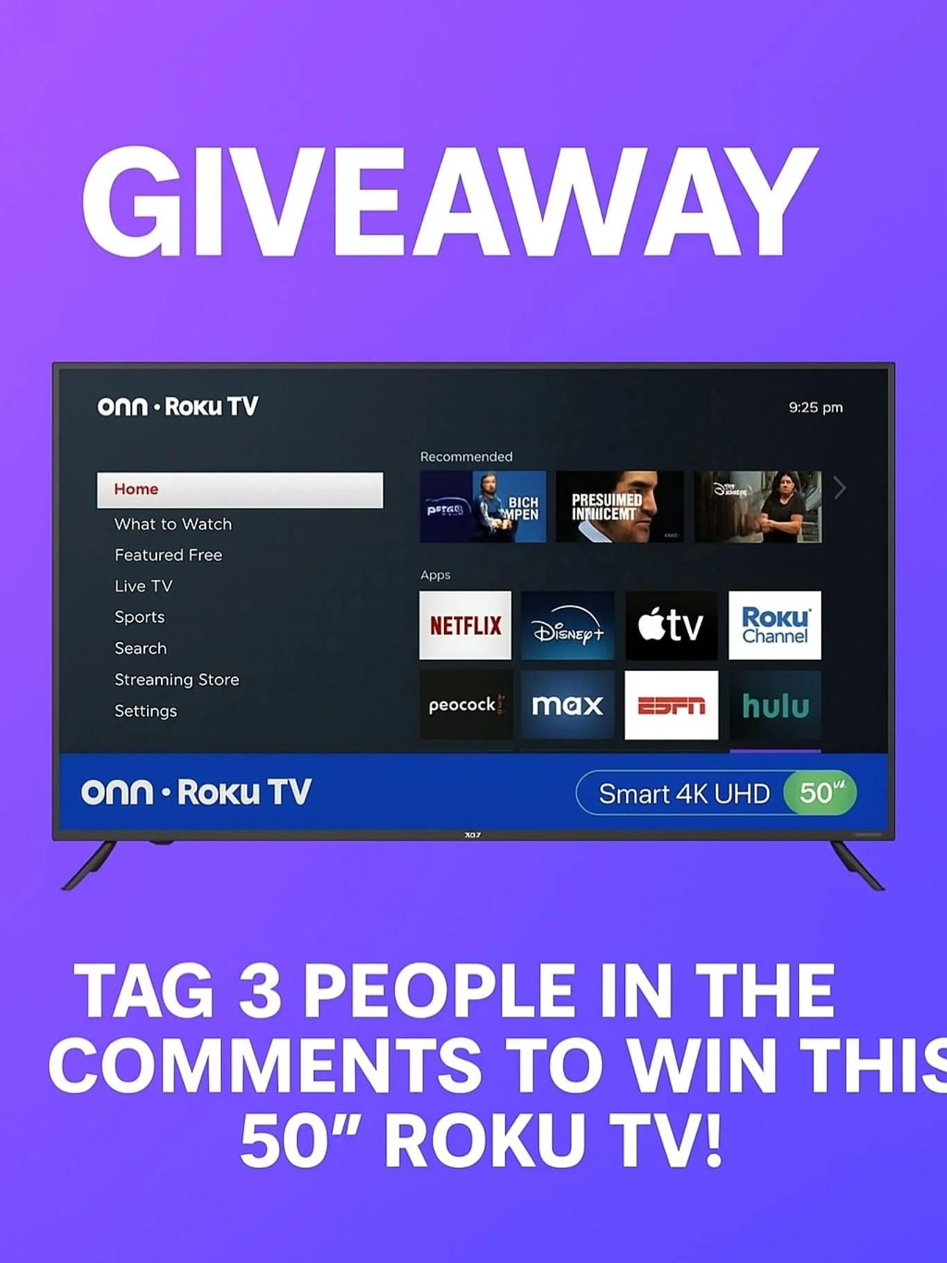 🚨 GIVEAWAY TIME 🚨
Win this brand new 50” ONN Roku Smart 4K UHD TV! 📺🔥
Perfect for binge-watching your favorite shows in crystal-clear quality!
Here’s how to enter:
1️⃣ Follow @_crissthebarber
2️⃣ Tag 3 friends in the comments 👇
3️⃣