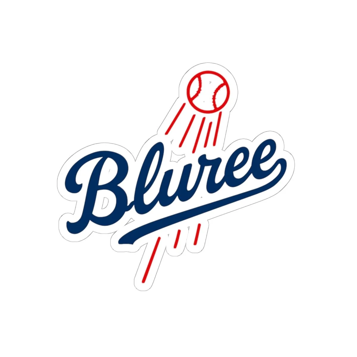 Bluree Baseball Script Sticker — Retro Sports Kiss-Cut Decal
