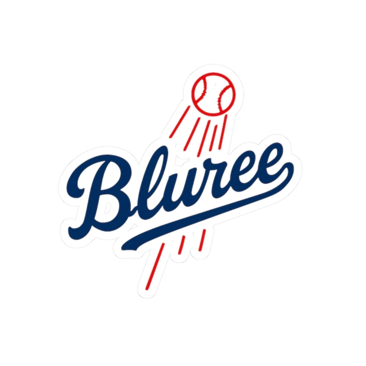 Bluree Baseball Script Sticker — Retro Sports Kiss-Cut Decal