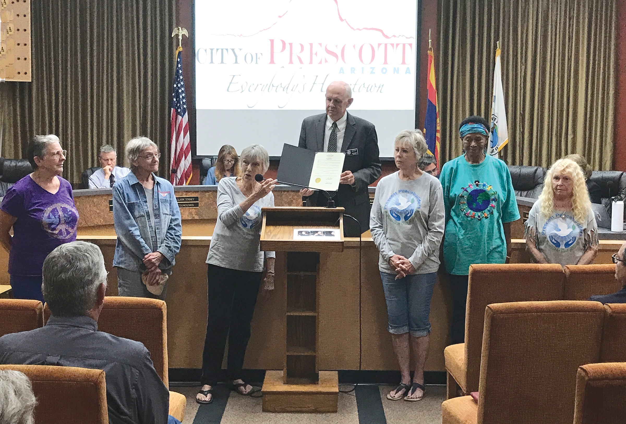 2024. Prescott City Council presents a Peace Day proclamation.