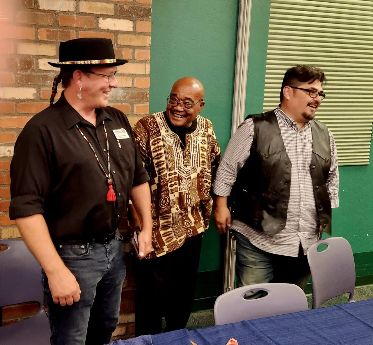 2022. "End Racism. Build Peace - A Symposium". Linda Ogo (not pictured) of the Yavapai Prescott Tribe offered a blessing. Panelists L to R: Manuel R. Lucero IV, Dir. Museum of Indigenous People; Rev. Anthony Mtuaswa Johnson, Sedona Unitarian Universa