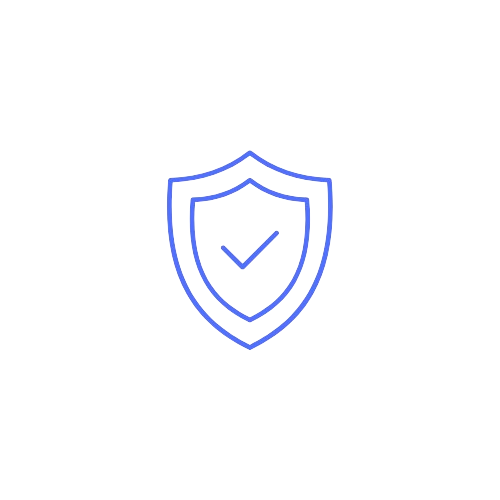 Shield icon with a checkmark in the center, symbolizing security or protection.