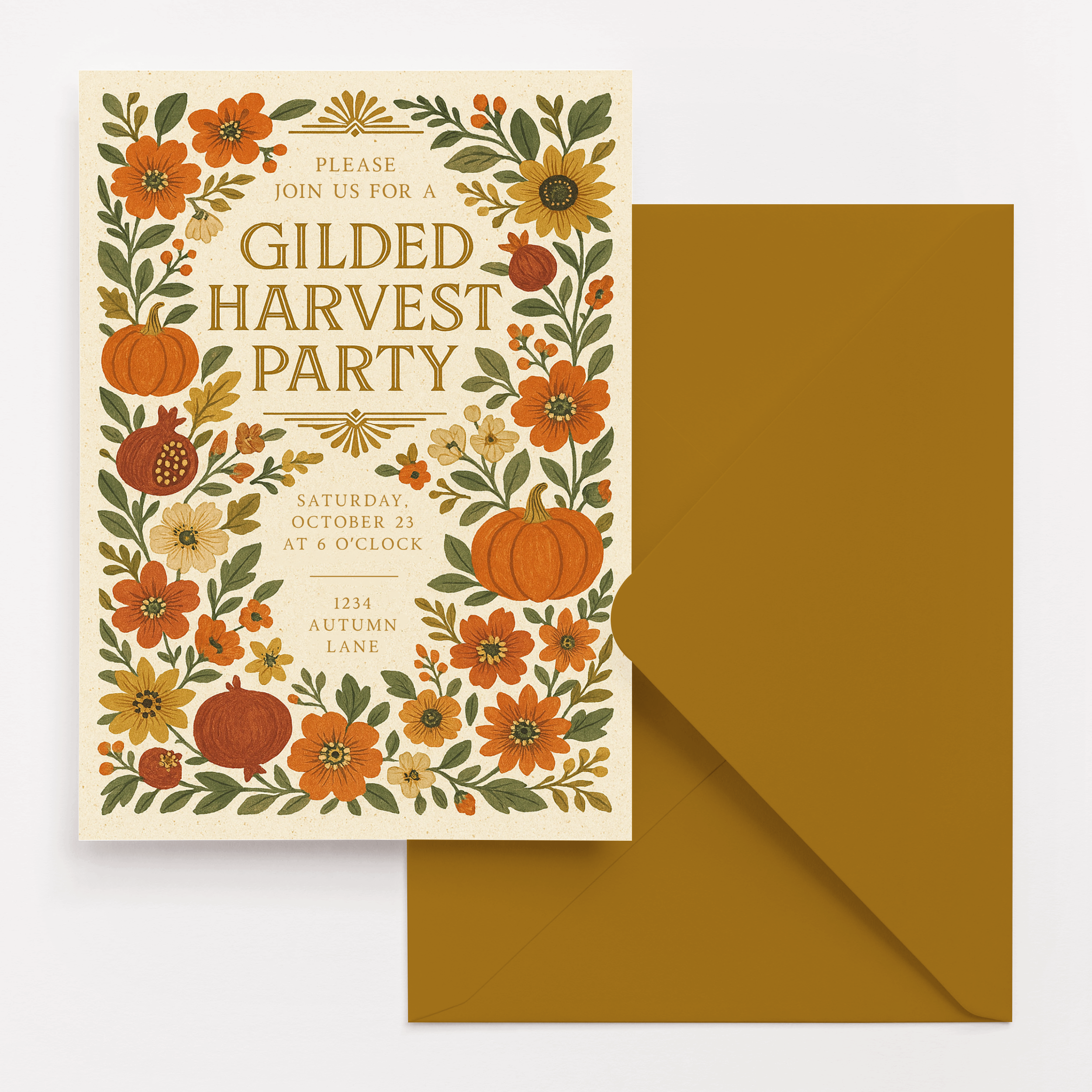 Gilded Harvest Party Invitation Template