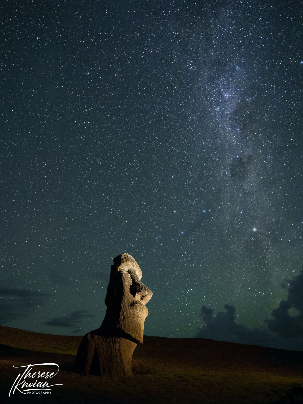 Easter Island Solo Moai with the Milky Way