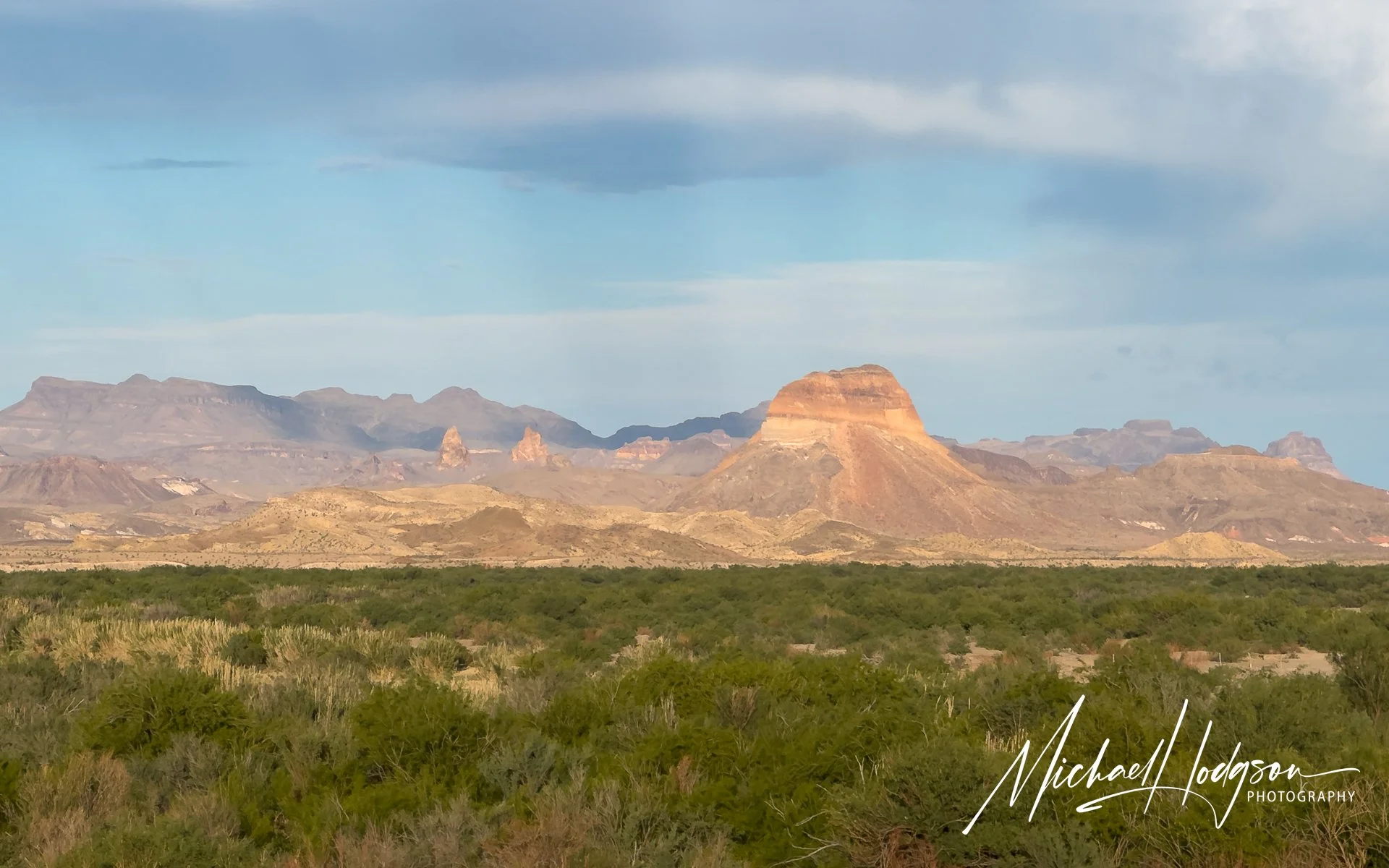 Mules Ears at sunset from Dorgan-Sublett.