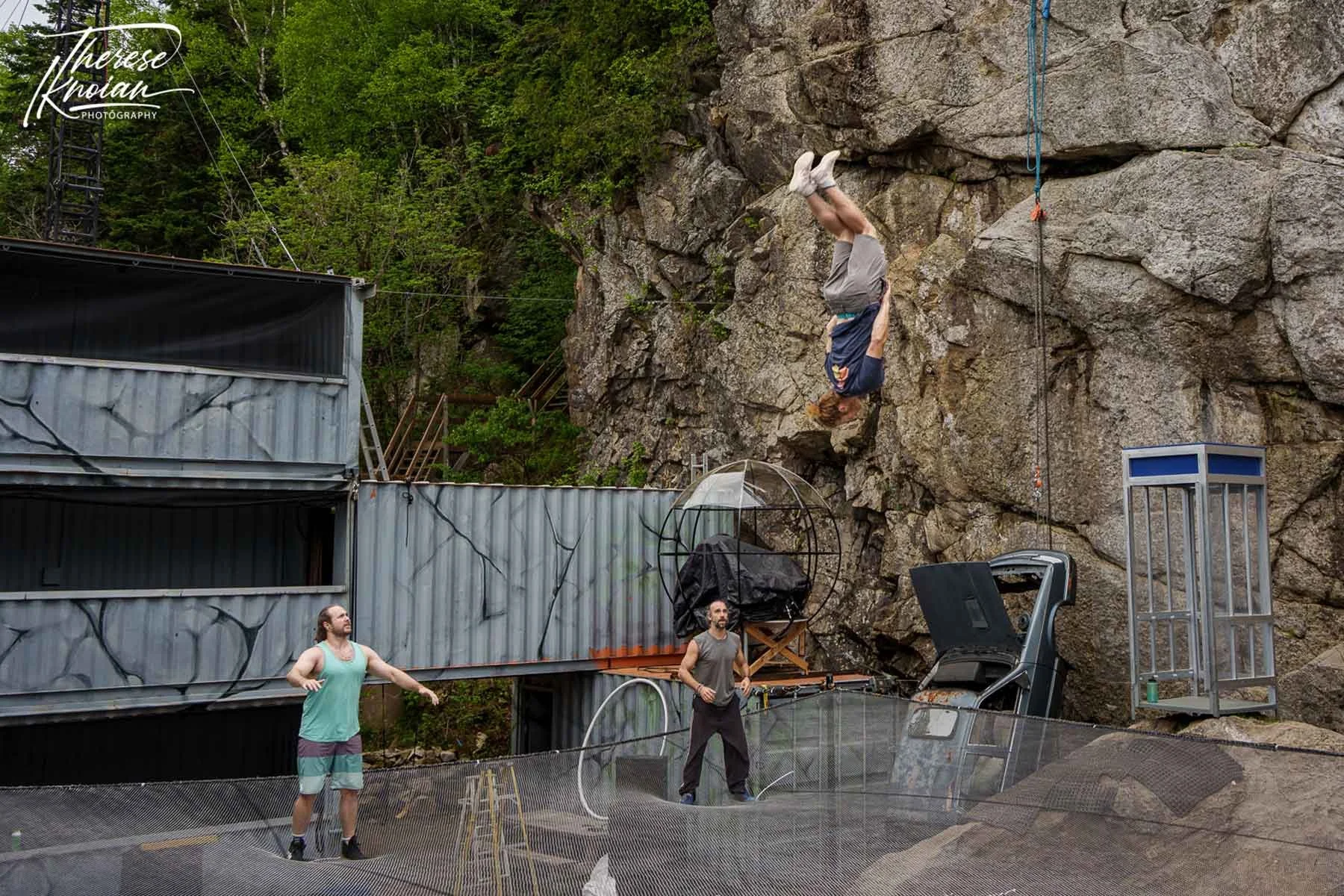 Performers practicing at the Perchoirs du Cirque.