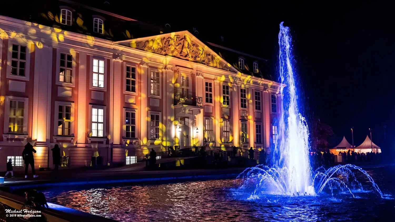 Magic castle fountain during Christmas at the zoo in Berlin