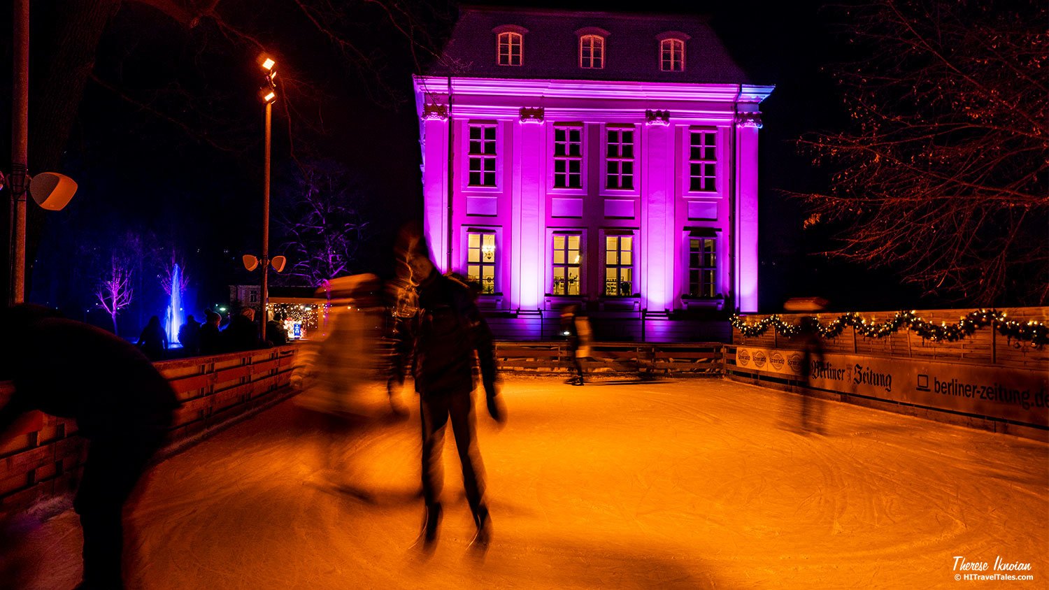Christmas at the Tierpark ice skating rink illumination in Berlin.