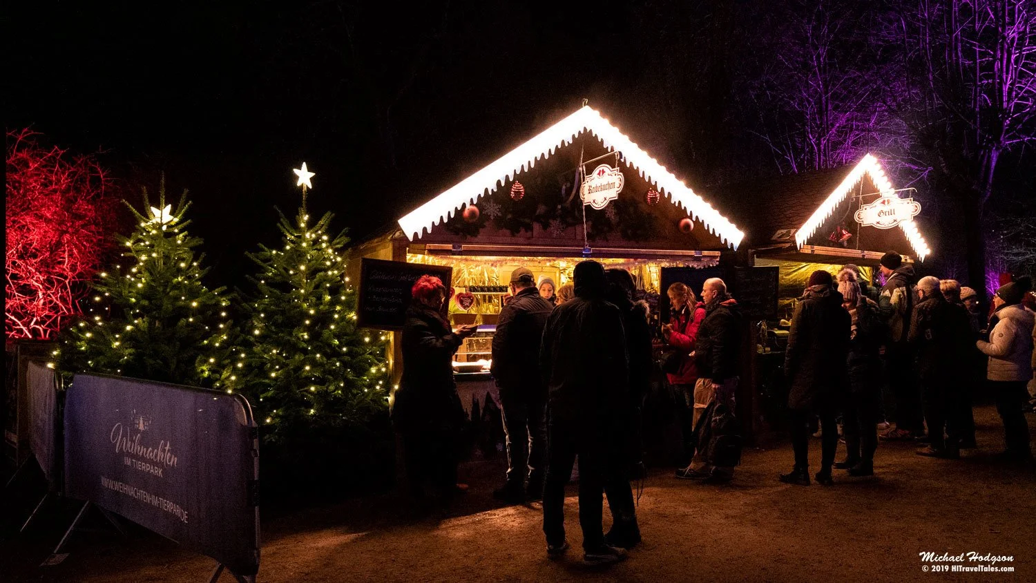 Food huts at Christmas at the Tierpark in Berlin