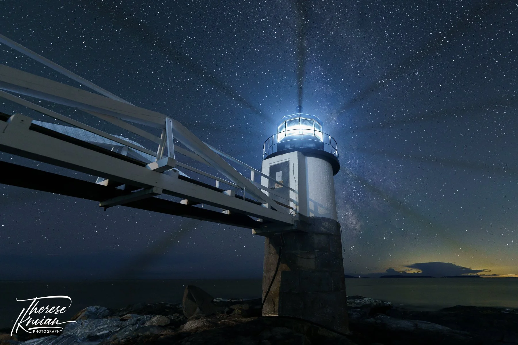 Milky Way above the Marshall Point lighthouse in Maine