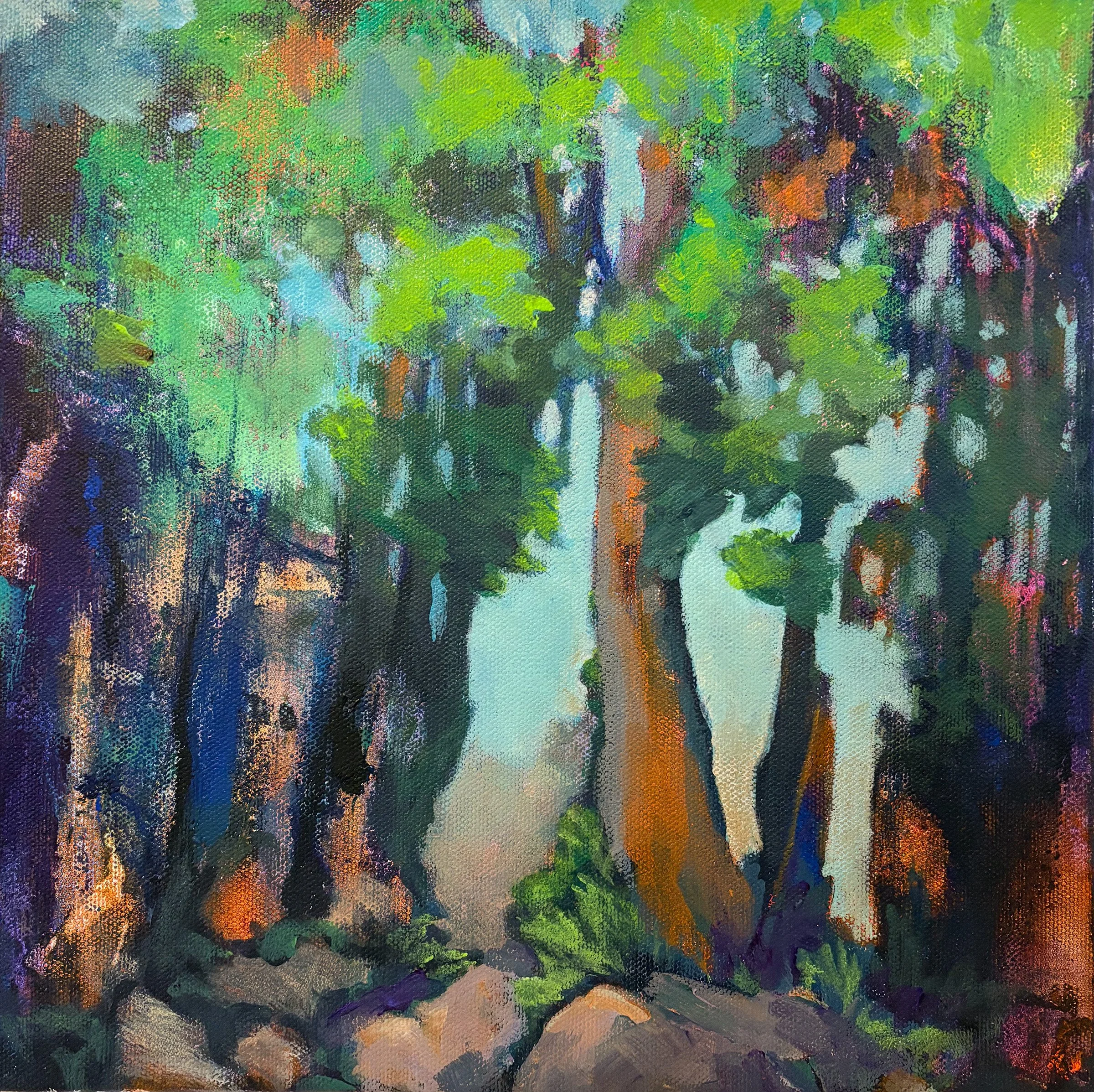 Forest Light #2, Acrylic on Canvas, 12" x 12"
