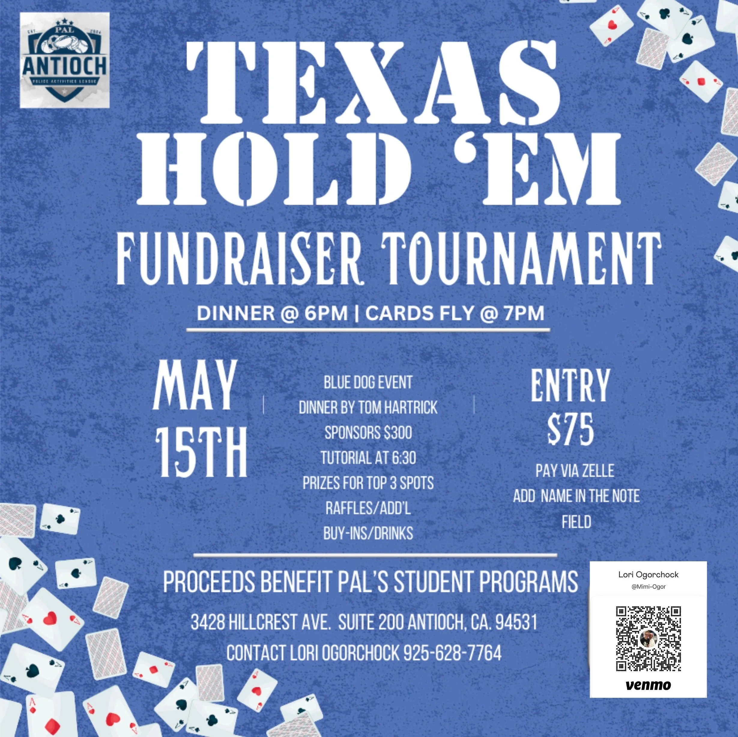 Texas Hold 'Em Fundraiser Event Poster for AntiochPAL