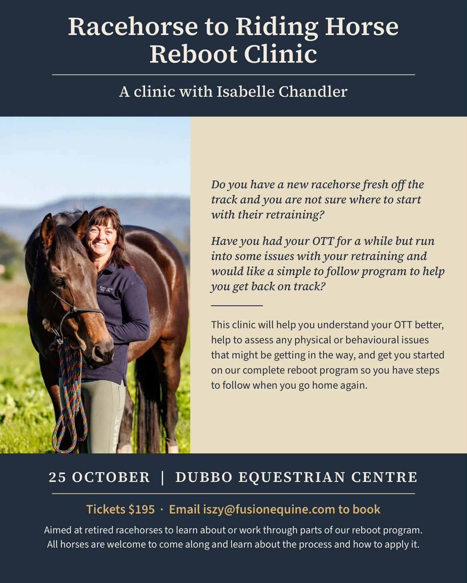 Racehorse to Riding Horse Reboot Clinic – Dubbo!