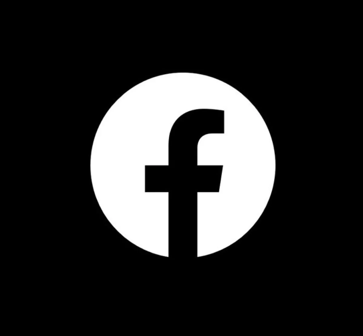 Facebook logo with a black background and a white circle surrounding the lowercase 'f' icon.