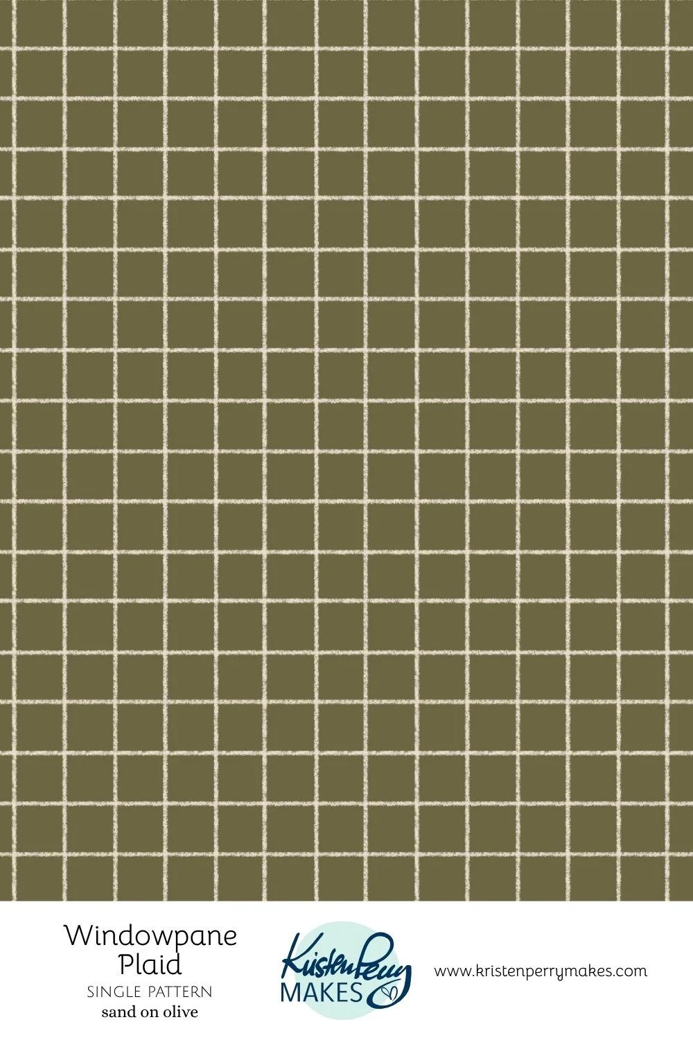 A windowpane plaid fabric pattern in sand and olive colors from Kristen Perry Makes.