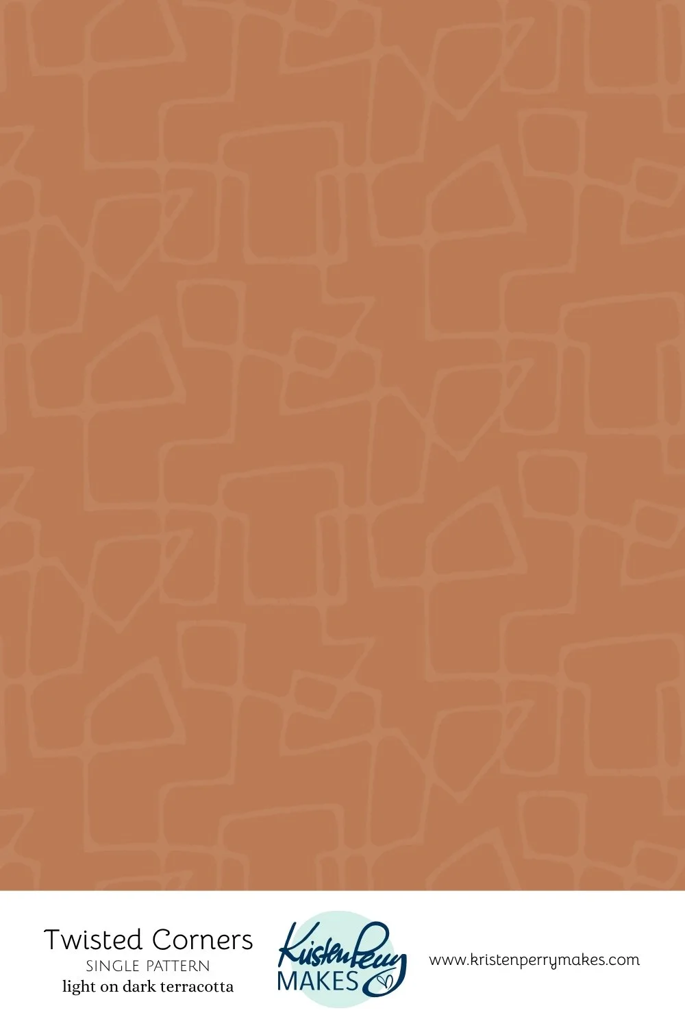 Image of a light on dark terracotta patterned fabric with twisted corners design.