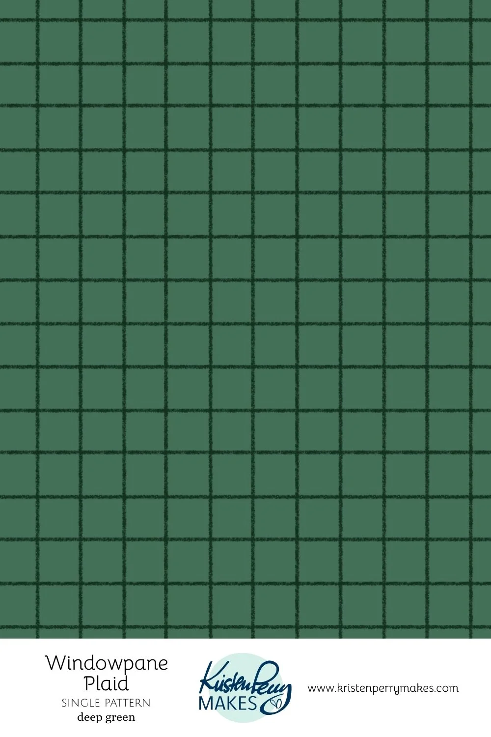 Green plaid windowpane fabric sample with dark green grid pattern