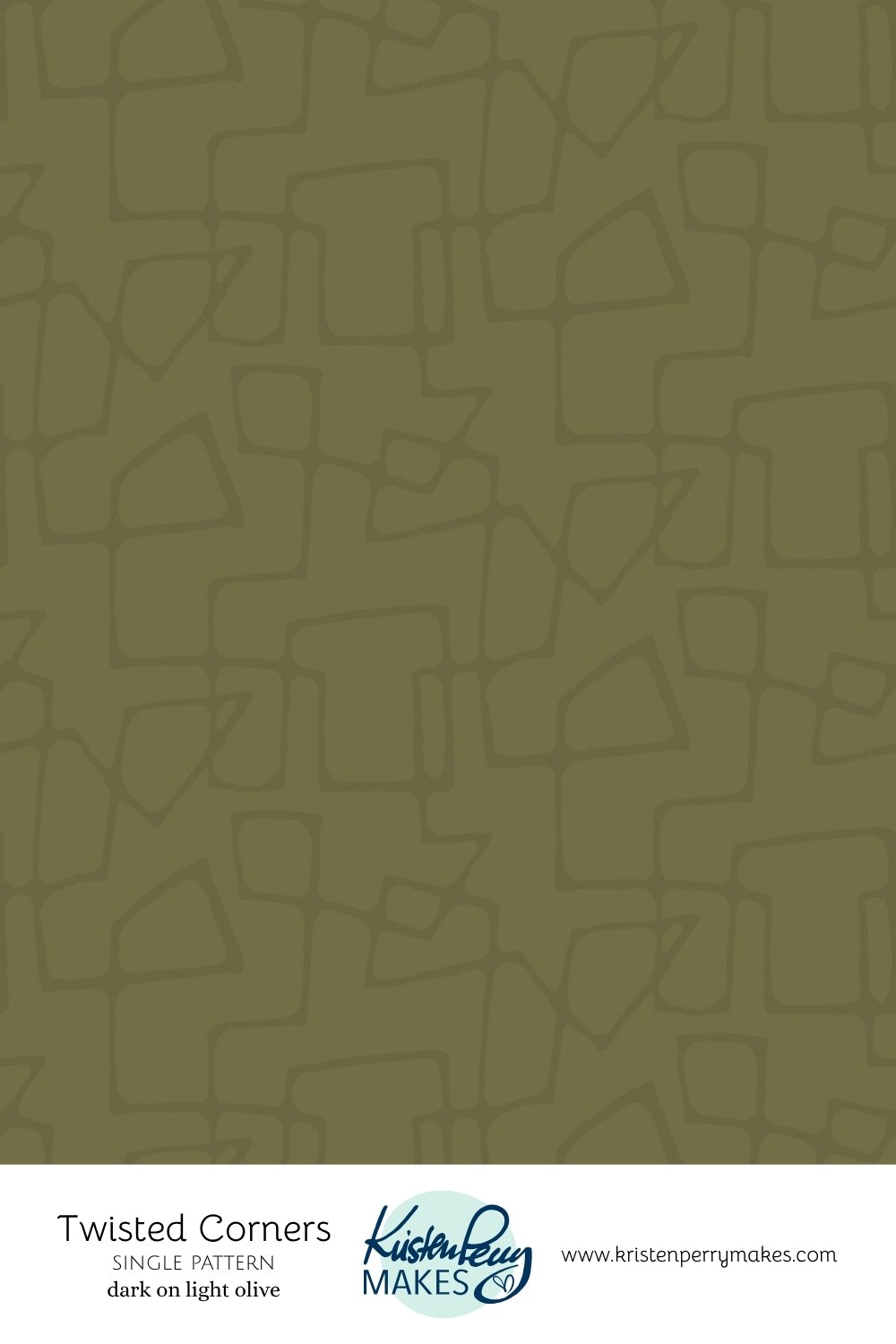 Pattern of dark olive twisted corners on a light olive background.