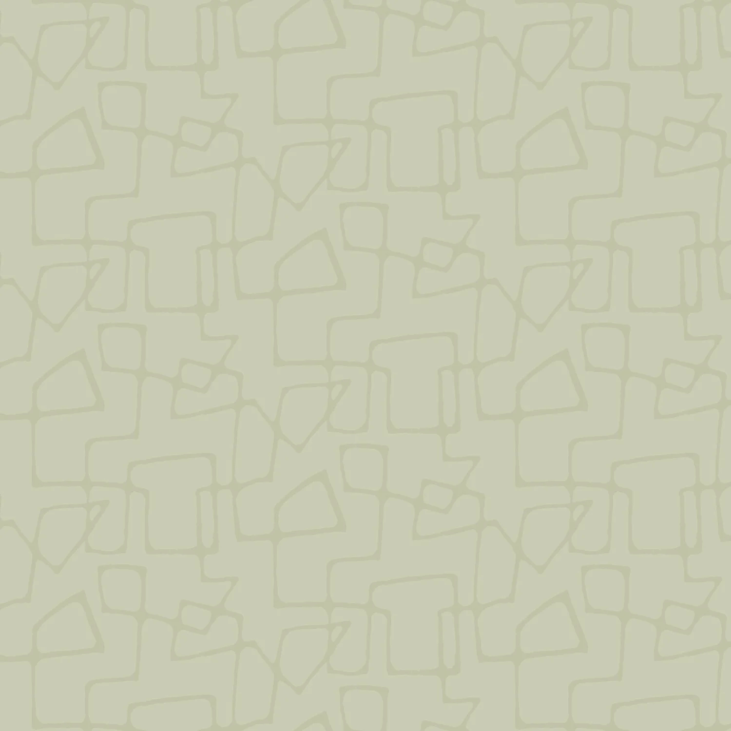 A repeating pattern of mid-century modern abstract lines in tone-on-tone pale green.