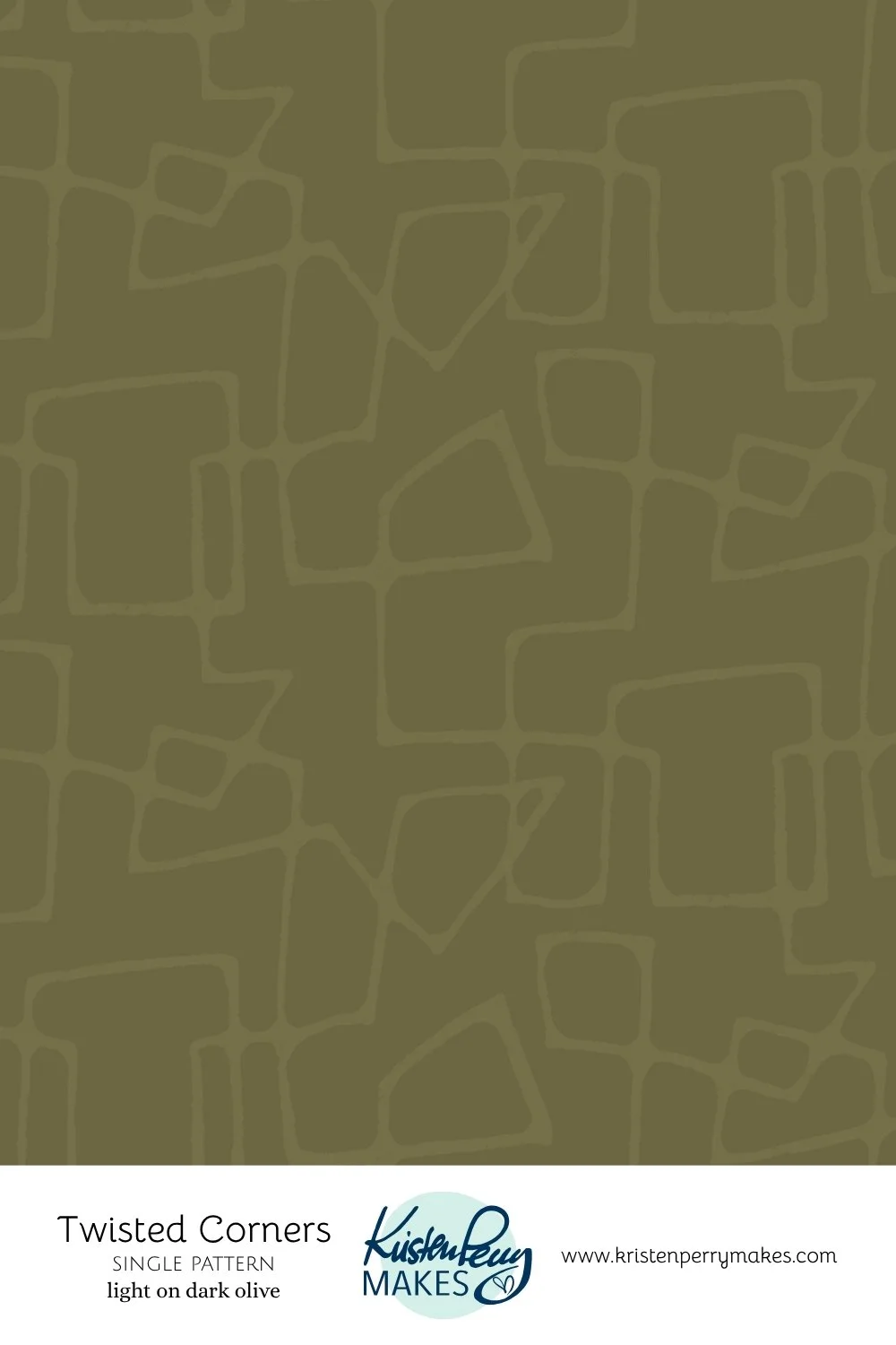 Sample pattern fabric with twisty corners, in light olive color.