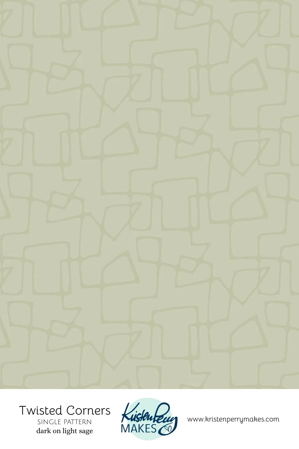 Pattern featuring twisted corners in a dark on light sage color.