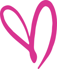 Pink heart-shaped doodle on a black background
