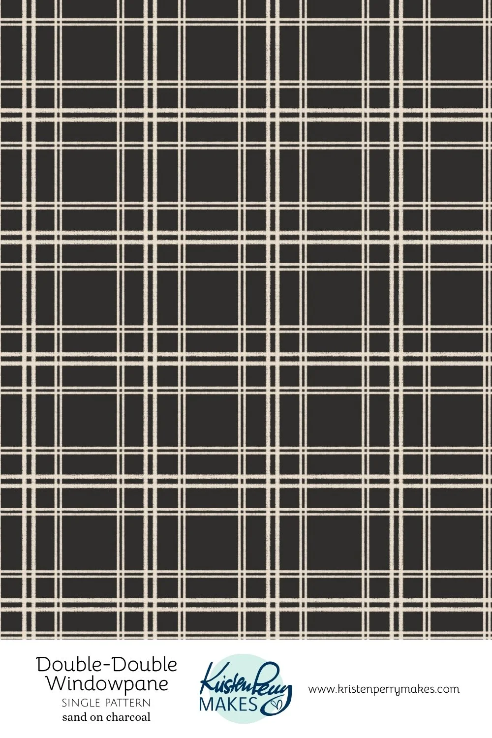 Black and white checkered pattern fabric named Double-Double Windowpane by Kristen Perry Makes.