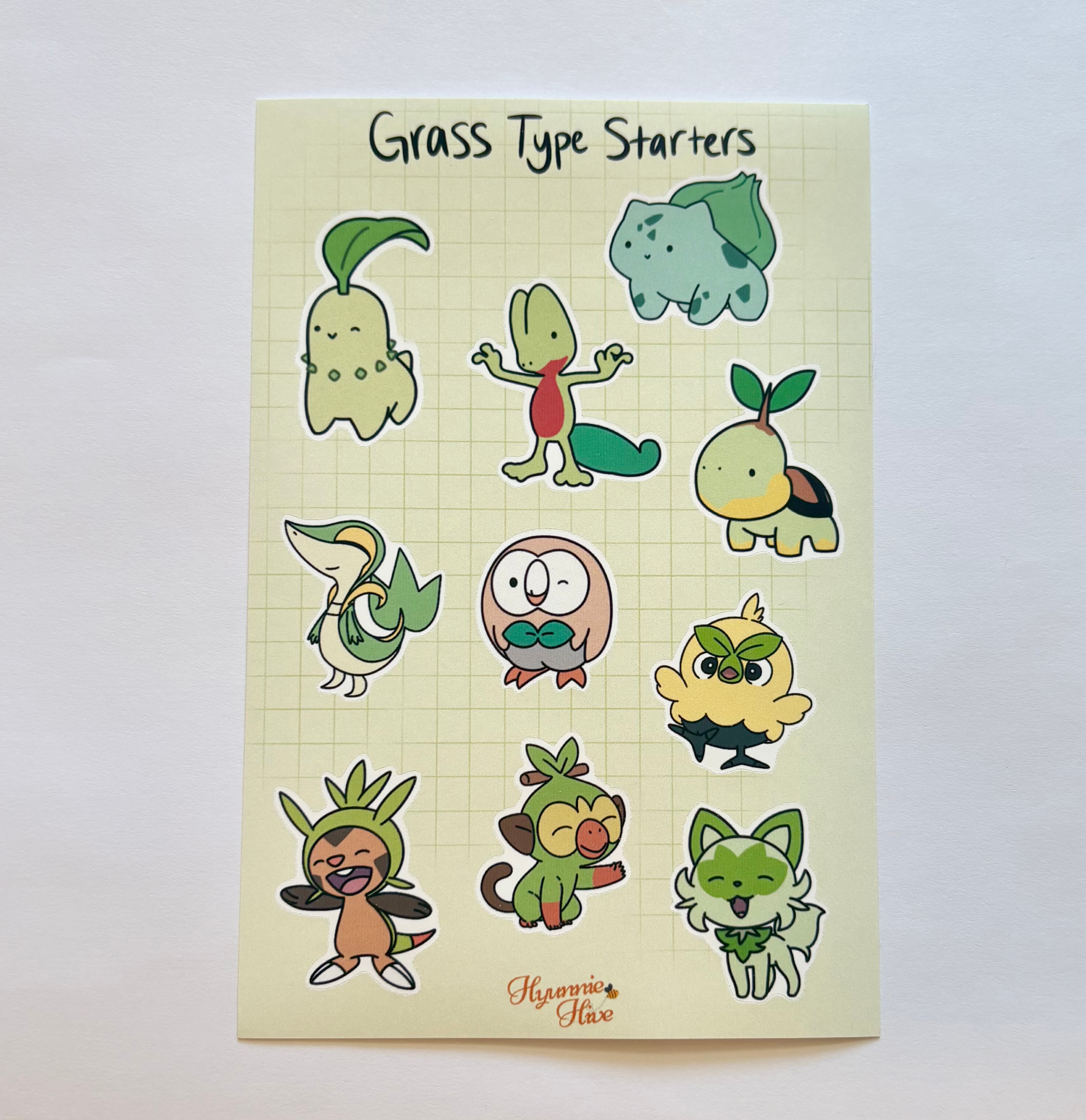 Grass Type Starters Sticker Sheet