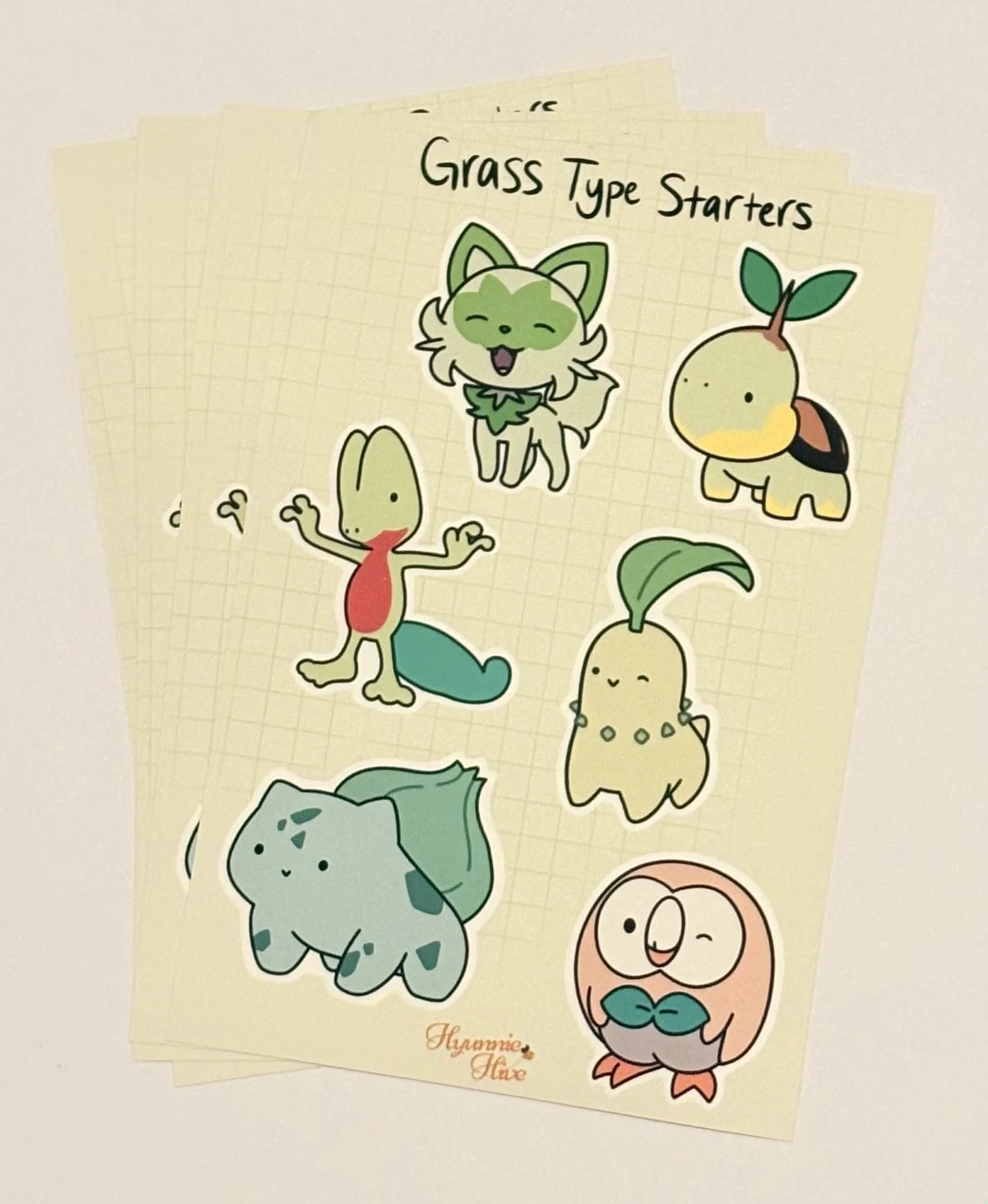Grass Type Starters Sticker Sheet