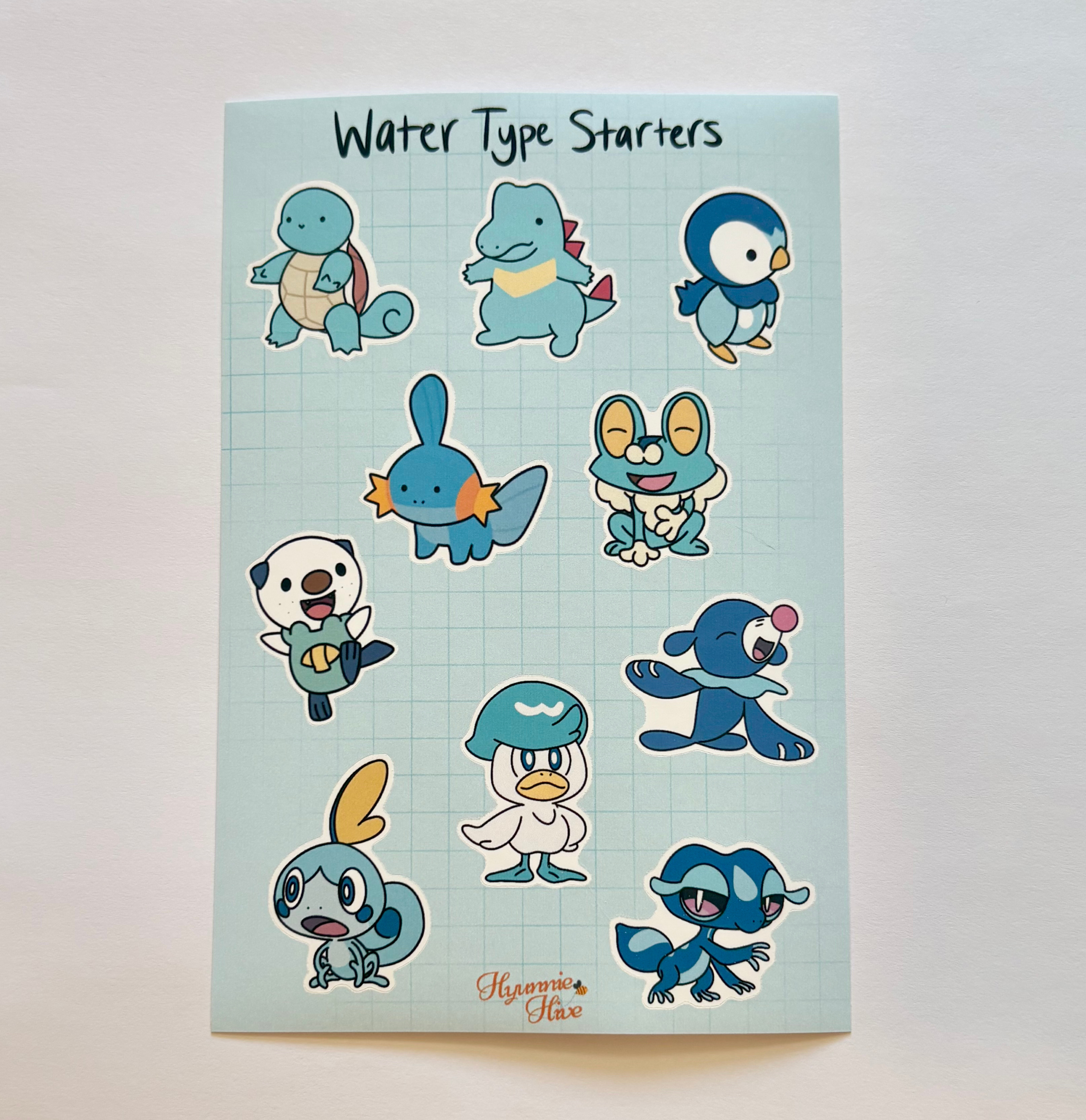 Water Type Starters Sticker Sheet
