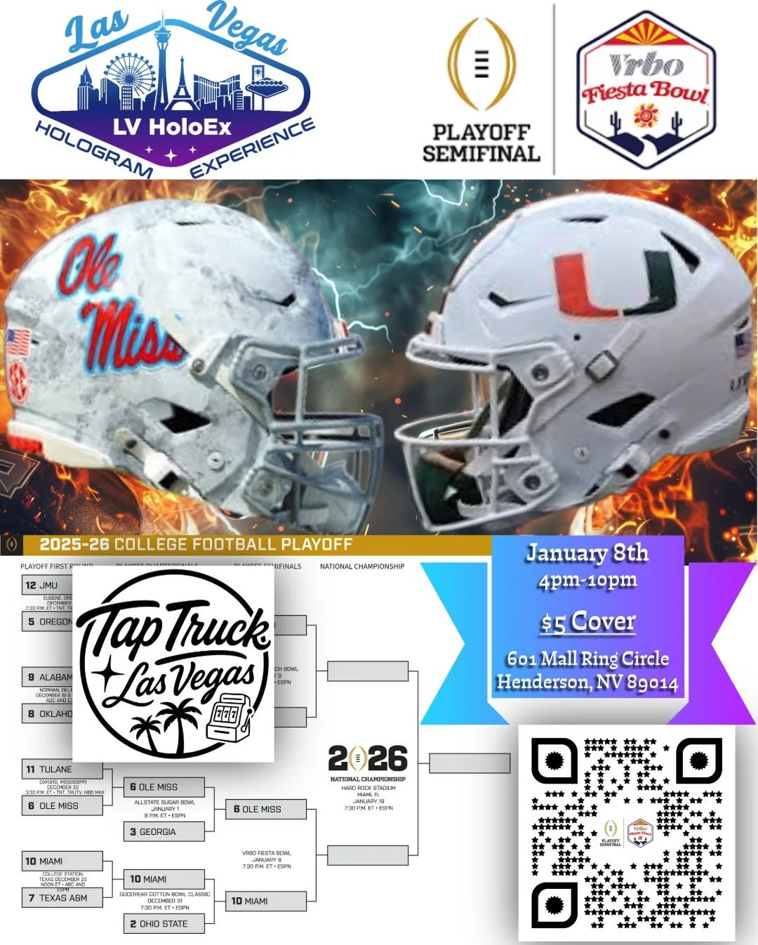 🏈Come join us for a college football two-day semi-finals party! 🙌 

🏈Game day party starts at 4pm Thurs &amp; Fri. (1/08-1/09) &lsquo;til doors close! 

🏈 $5 cover each day, plus enjoy the savory soul food of @eddie_bos_ &amp; drinks with @taptru