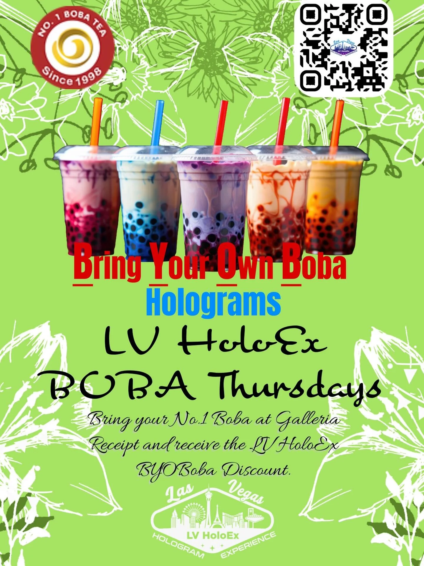 🌌 We&rsquo;re excited to partner with No. 1 Boba Tea at the Galleria location for BYOB (Bring Your Own Boba) Thursdays 🧋

🌌 Bring your receipt and get the @lvholoex hologram discount 🙌 

🌌 Or if you purchase 1-hologram ticket, get a FREE small b