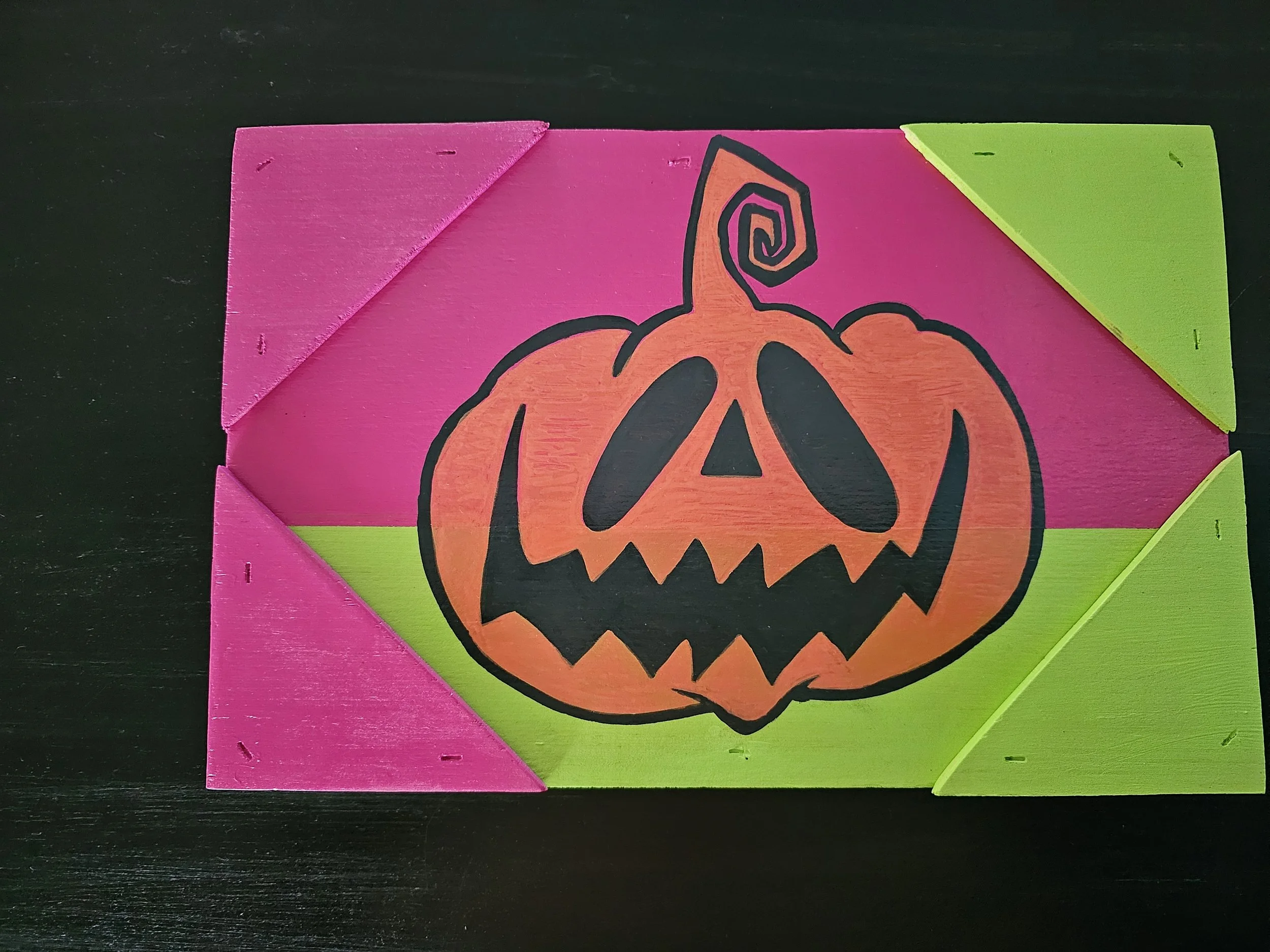 Jack-O-Lantern Painting Green/Pink