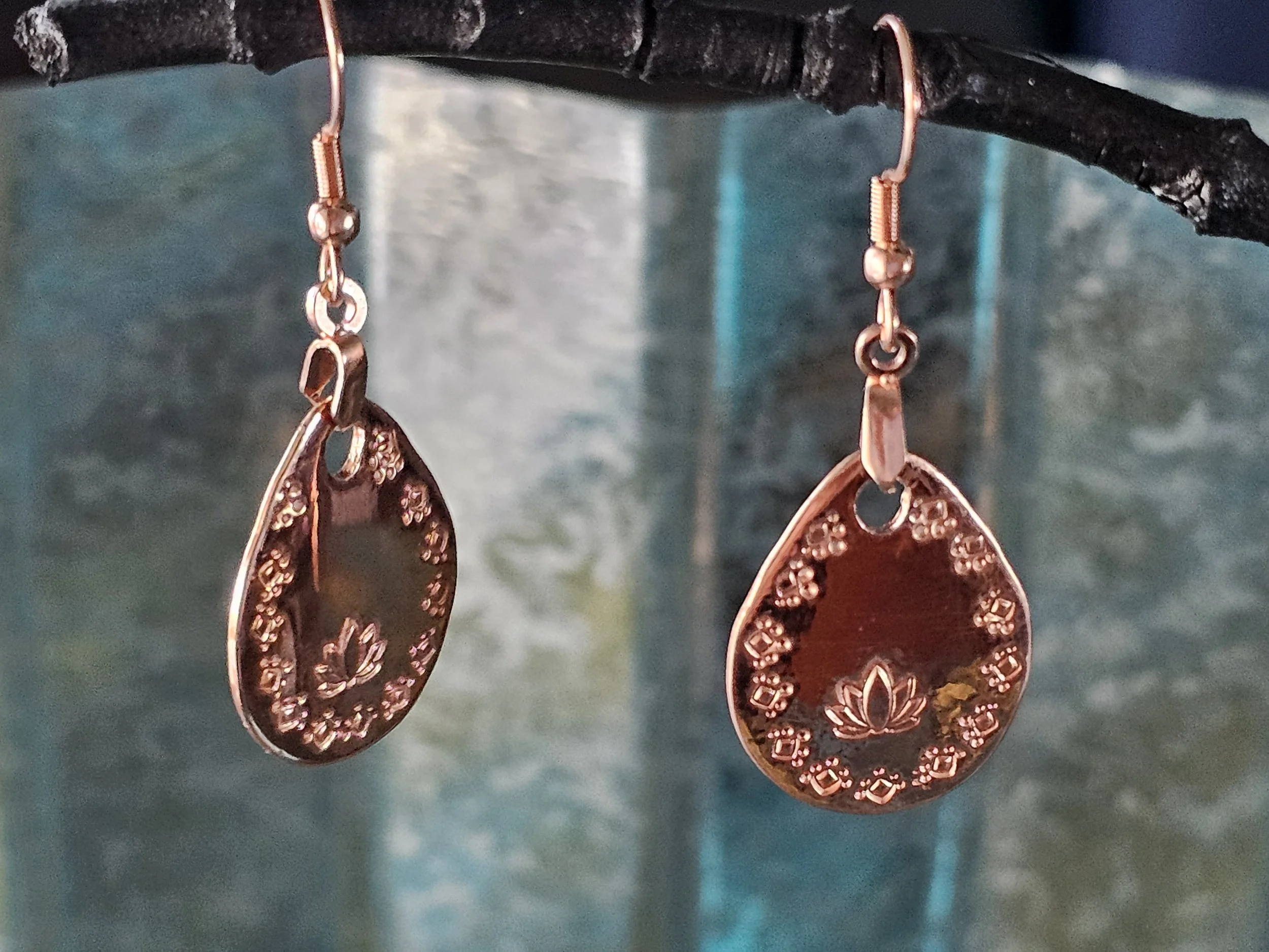 Hand-Stamped Rose Gold Plated Earrings