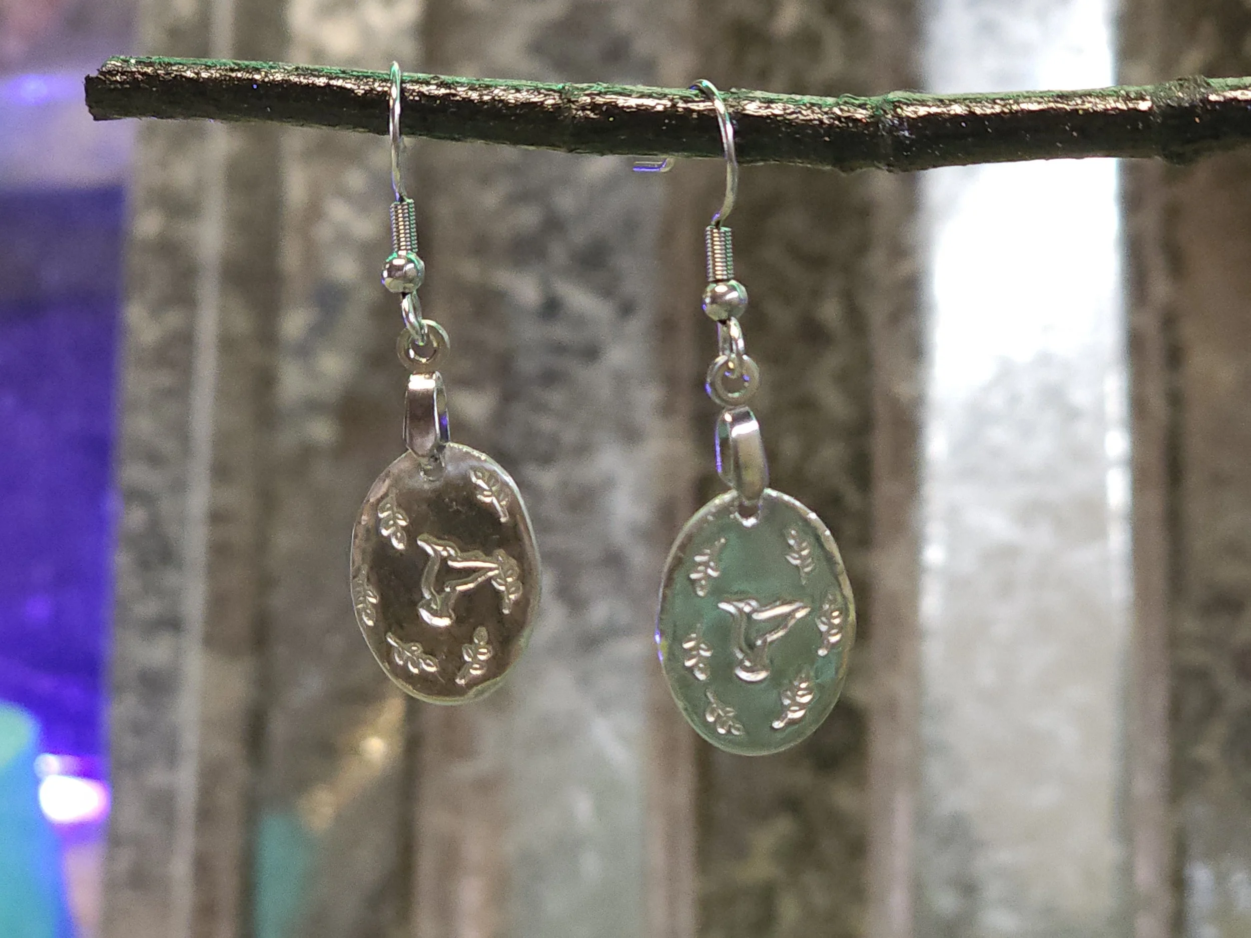 Hummingbird Oval Earrings